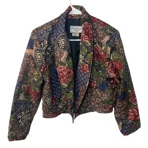 Carol Anderson Collection Petite Floral Rose Patchwork Bomber Jacket